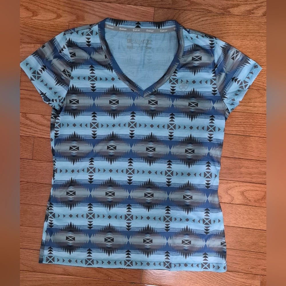 Ariat Blue Geometric Short Sleeve Exercise Tee